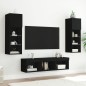 vidaXL Muebles de TV de pared con LED 5 pzas madera ingeniería negro vidaXL Muebles de TV de pared con LED 5 pzas madera ingeniería negro