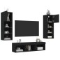 vidaXL Muebles de TV de pared con LED 5 pzas madera ingeniería negro vidaXL Muebles de TV de pared con LED 5 pzas madera ingeniería negro