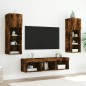 vidaXL Muebles TV pared con LED 5 pzas madera ingeniería roble ahumado