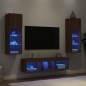 vidaXL Muebles TV pared con LED 5 pzas madera ingeniería marrón roble
