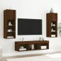 vidaXL Muebles TV pared con LED 5 pzas madera ingeniería marrón roble
