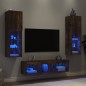 vidaXL Muebles TV pared con LED 5 pzas madera ingeniería roble ahumado vidaXL Muebles TV pared con LED 5 pzas madera ingeniería roble ahumado