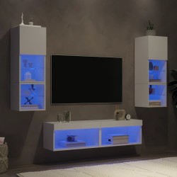 vidaXL Muebles de TV de pared con LED 6 pzas madera ingeniería blanco