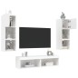 vidaXL Muebles de TV de pared con LED 6 pzas madera ingeniería blanco vidaXL Muebles de TV de pared con LED 6 pzas madera ingeniería blanco