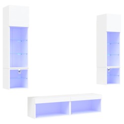 vidaXL Muebles de TV de pared con LED 6 pzas madera ingeniería blanco