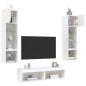 vidaXL Muebles de TV de pared con LED 6 pzas madera ingeniería blanco