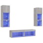 vidaXL Muebles TV pared con LED 6 pzas madera ingeniería gris Sonoma vidaXL Muebles TV pared con LED 6 pzas madera ingeniería gris Sonoma