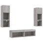 vidaXL Muebles TV pared con LED 6 pzas madera ingeniería gris Sonoma vidaXL Muebles TV pared con LED 6 pzas madera ingeniería gris Sonoma