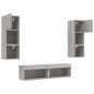 vidaXL Muebles TV pared con LED 6 pzas madera ingeniería gris Sonoma vidaXL Muebles TV pared con LED 6 pzas madera ingeniería gris Sonoma