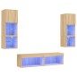 vidaXL Muebles TV pared con LED 6 pzas madera ingeniería roble Sonoma vidaXL Muebles TV pared con LED 6 pzas madera ingeniería roble Sonoma