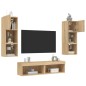 vidaXL Muebles TV pared con LED 6 pzas madera ingeniería roble Sonoma vidaXL Muebles TV pared con LED 6 pzas madera ingeniería roble Sonoma