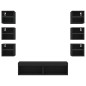 vidaXL Muebles de TV de pared con LED 8 pzas madera ingeniería negro