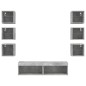 vidaXL Muebles TV pared con LED 8 pzas madera ingeniería gris hormigón