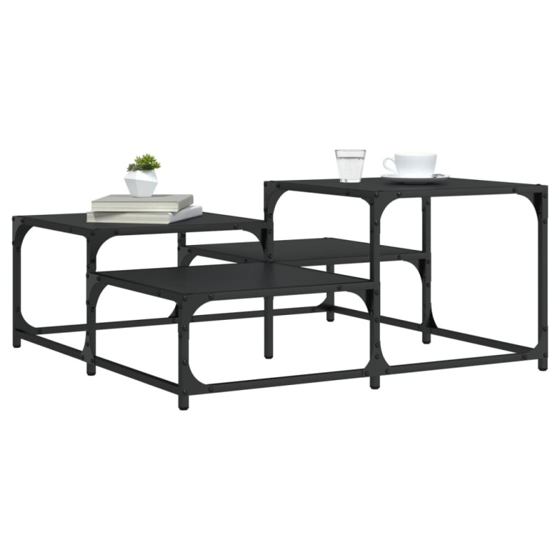 vidaXL Mesa de centro madera de ingeniería negra 87,5x87,5x40 cm