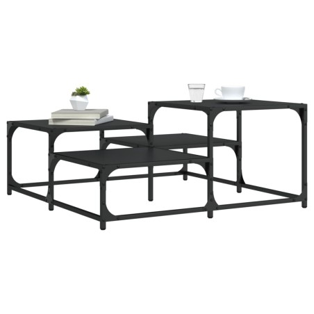 vidaXL Mesa de centro madera de ingeniería negra 87,5x87,5x40 cm