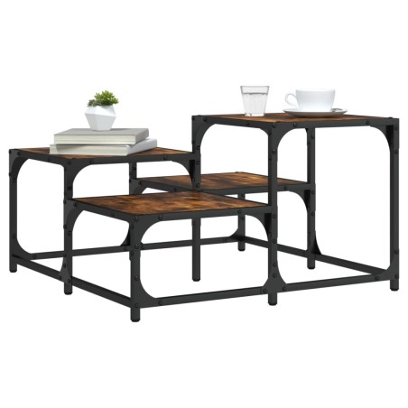 vidaXL Mesa de centro madera de ingeniería roble ahumado 68x68x40 cm