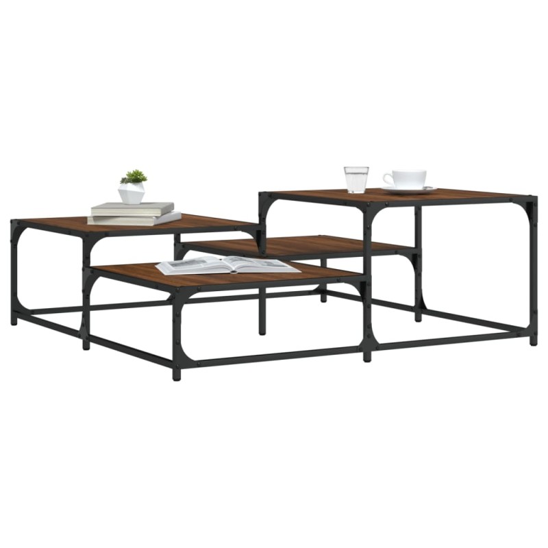 vidaXL Mesa de centro madera de ingeniería roble marrón 107x107x40 cm vidaXL Mesa de centro madera de ingeniería roble marrón 107x107x40 cm