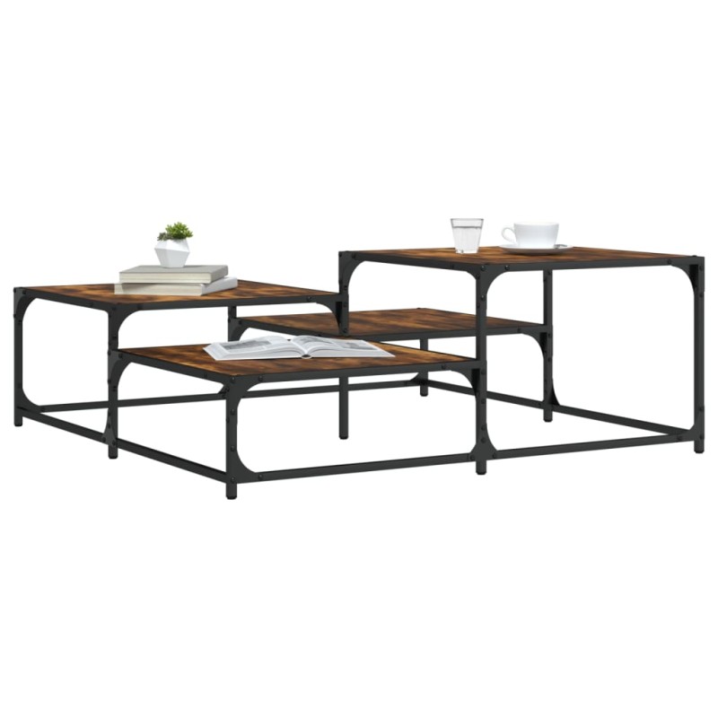 vidaXL Mesa de centro madera de ingeniería roble ahumado 107x107x40 cm vidaXL Mesa de centro madera de ingeniería roble ahumado 107x107x40 cm