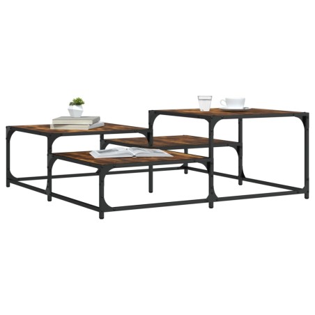 vidaXL Mesa de centro madera de ingeniería roble ahumado 107x107x40 cm