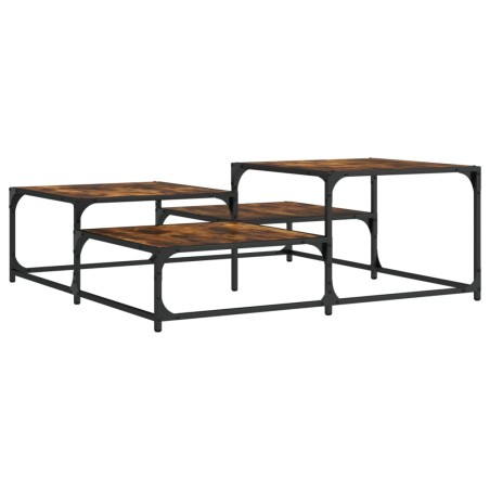 vidaXL Mesa de centro madera de ingeniería roble ahumado 107x107x40 cm