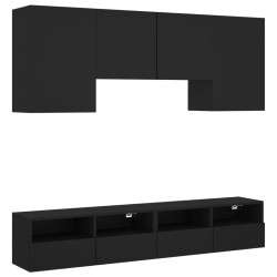 vidaXL Muebles de TV de pared 5 piezas madera de ingeniería negro