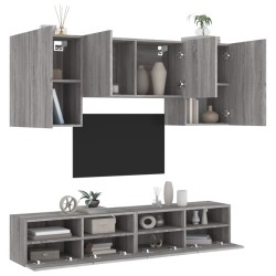 vidaXL Muebles de TV de pared 5 pzas madera de ingeniería gris Sonoma