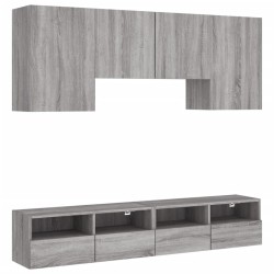 vidaXL Muebles de TV de pared 5 pzas madera de ingeniería gris Sonoma