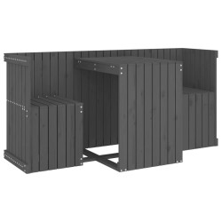 vidaXL Juego de balcón 2 plazas madera maciza de pino gris
