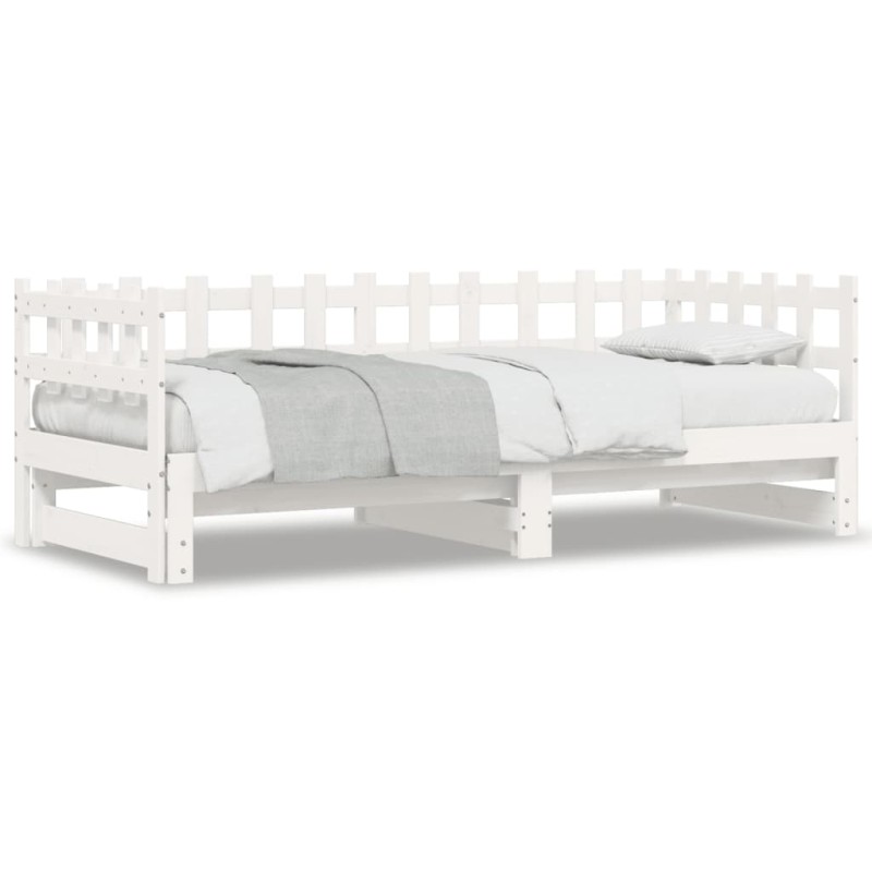 vidaXL Sofá cama extraíble madera maciza de pino blanco 2x(80x200) cm vidaXL Sofá cama extraíble madera maciza de pino blanco 2x(80x200) cm