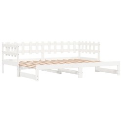 vidaXL Sofá cama extraíble madera maciza de pino blanco 2x(80x200) cm