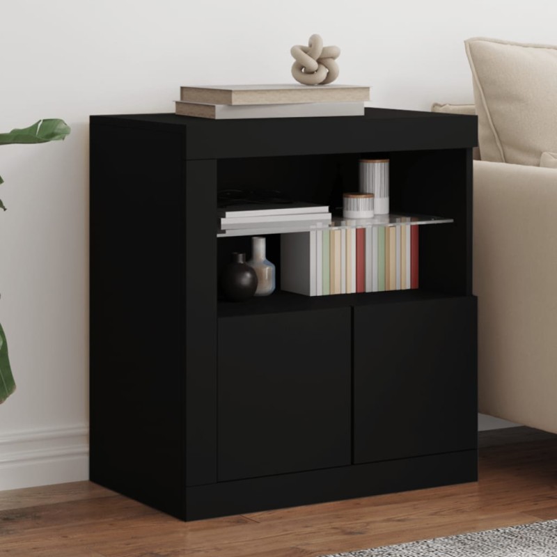 vidaXL Aparador con luces LED negro 60,5x37x67 cm vidaXL Aparador con luces LED negro 60,5x37x67 cm