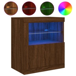 vidaXL Aparador con luces LED roble marrón 60,5x37x67 cm