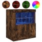 vidaXL Aparador con luces LED roble ahumado 60,5x37x67 cm vidaXL Aparador con luces LED roble ahumado 60,5x37x67 cm