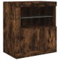 vidaXL Aparador con luces LED roble ahumado 60,5x37x67 cm vidaXL Aparador con luces LED roble ahumado 60,5x37x67 cm