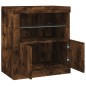 vidaXL Aparador con luces LED roble ahumado 60,5x37x67 cm vidaXL Aparador con luces LED roble ahumado 60,5x37x67 cm