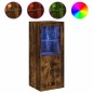 vidaXL Aparador con luces LED roble ahumado 41x37x100 cm vidaXL Aparador con luces LED roble ahumado 41x37x100 cm