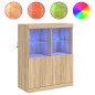 vidaXL Aparador con luces LED roble Sonoma 81x37x100 cm vidaXL Aparador con luces LED roble Sonoma 81x37x100 cm