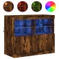 vidaXL Aparador con luces LED roble ahumado 81x37x67 cm vidaXL Aparador con luces LED roble ahumado 81x37x67 cm