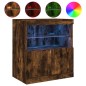 vidaXL Aparador con luces LED roble ahumado 60x37x67 cm vidaXL Aparador con luces LED roble ahumado 60x37x67 cm