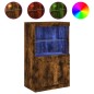 vidaXL Aparador con luces LED roble ahumado 60,5x37x100 cm vidaXL Aparador con luces LED roble ahumado 60,5x37x100 cm