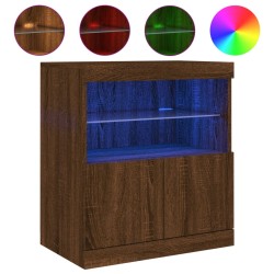vidaXL Aparador con luces LED roble marrón 60x37x67 cm
