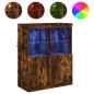 vidaXL Aparador con luces LED roble ahumado 81x37x100 cm vidaXL Aparador con luces LED roble ahumado 81x37x100 cm