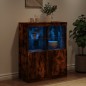 vidaXL Aparador con luces LED roble ahumado 81x37x100 cm vidaXL Aparador con luces LED roble ahumado 81x37x100 cm