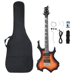 vidaXL Guitarra eléctrica principiantes con funda marrón negro 4/4 39"