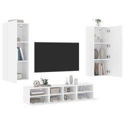 vidaXL Muebles de TV de pared 5 piezas madera de ingeniería blanco