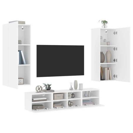 vidaXL Muebles de TV de pared 5 piezas madera de ingeniería blanco