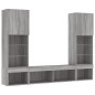 vidaXL Muebles TV pared con LED 5 pzas madera ingeniería gris Sonoma