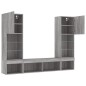 vidaXL Muebles TV pared con LED 5 pzas madera ingeniería gris Sonoma