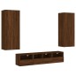 vidaXL Muebles de TV de pared 5 pzas madera de ingeniería marrón roble