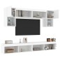 vidaXL Muebles de TV de pared con LED 6 pzas madera ingeniería blanco